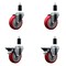 Service Caster 4'' Red Poly Wheel Swivel 1-3/8'' Expanding Stem Caster Set 2 Brakes, 4PK SCC-EX20S414-PPUB-RED-2-PLB-2-138 - alternate 1